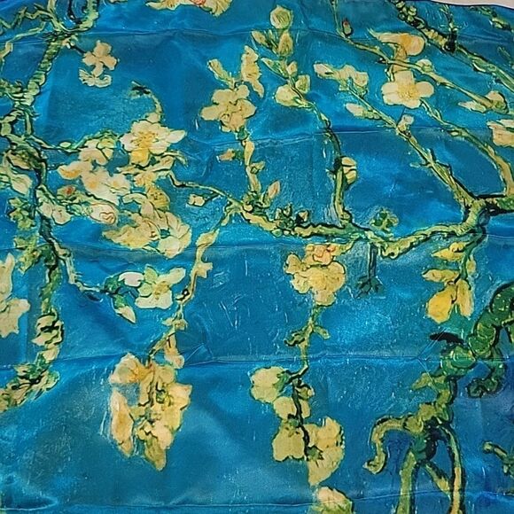 NWOT Vangogh replica impressionist blue and yellow neck scarf new - Picture 5 of 6